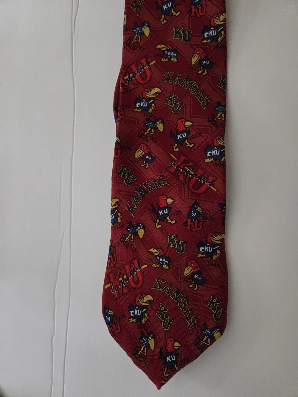 Kansas Jayhawks Red Novelty Tie - Team Logo Design